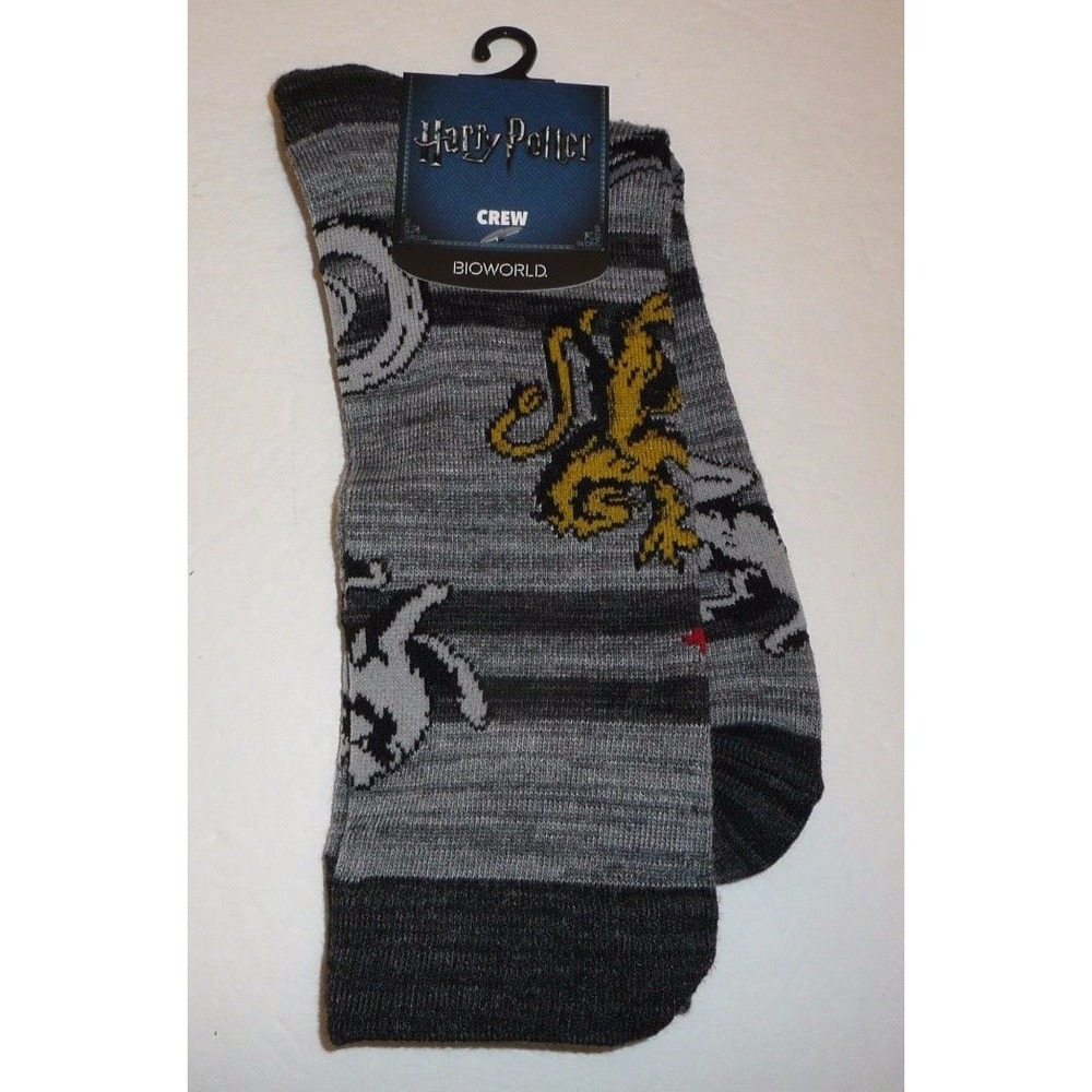 Harry Potter Houses Crew Socks Men's 1 Pair NEW by Bioworld Grey Gryffindor